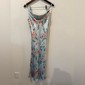 Takara Blue and Pink Floral Maxi Dress